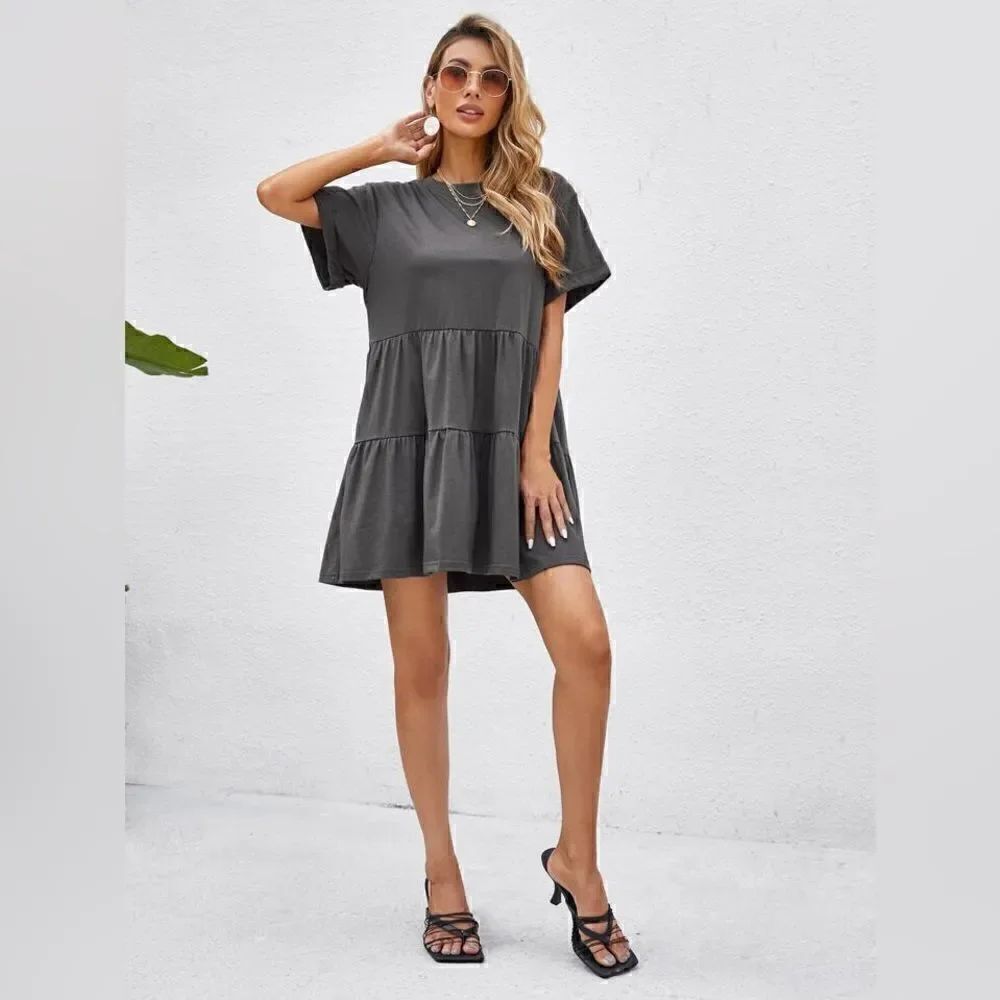 Trendy SHEIN VCAY Rolled Cuff Dress – A Must-Have for Summer!